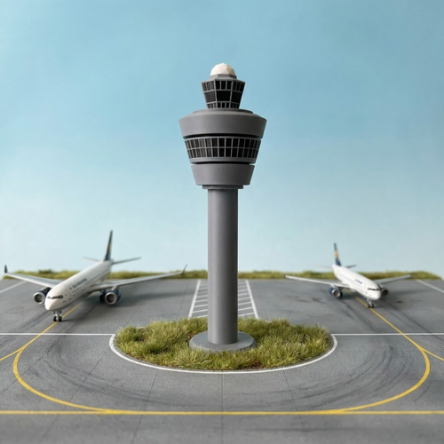 Amsterdam Schiphol Tower Modell im Miniatur-Flughafen-Diorama